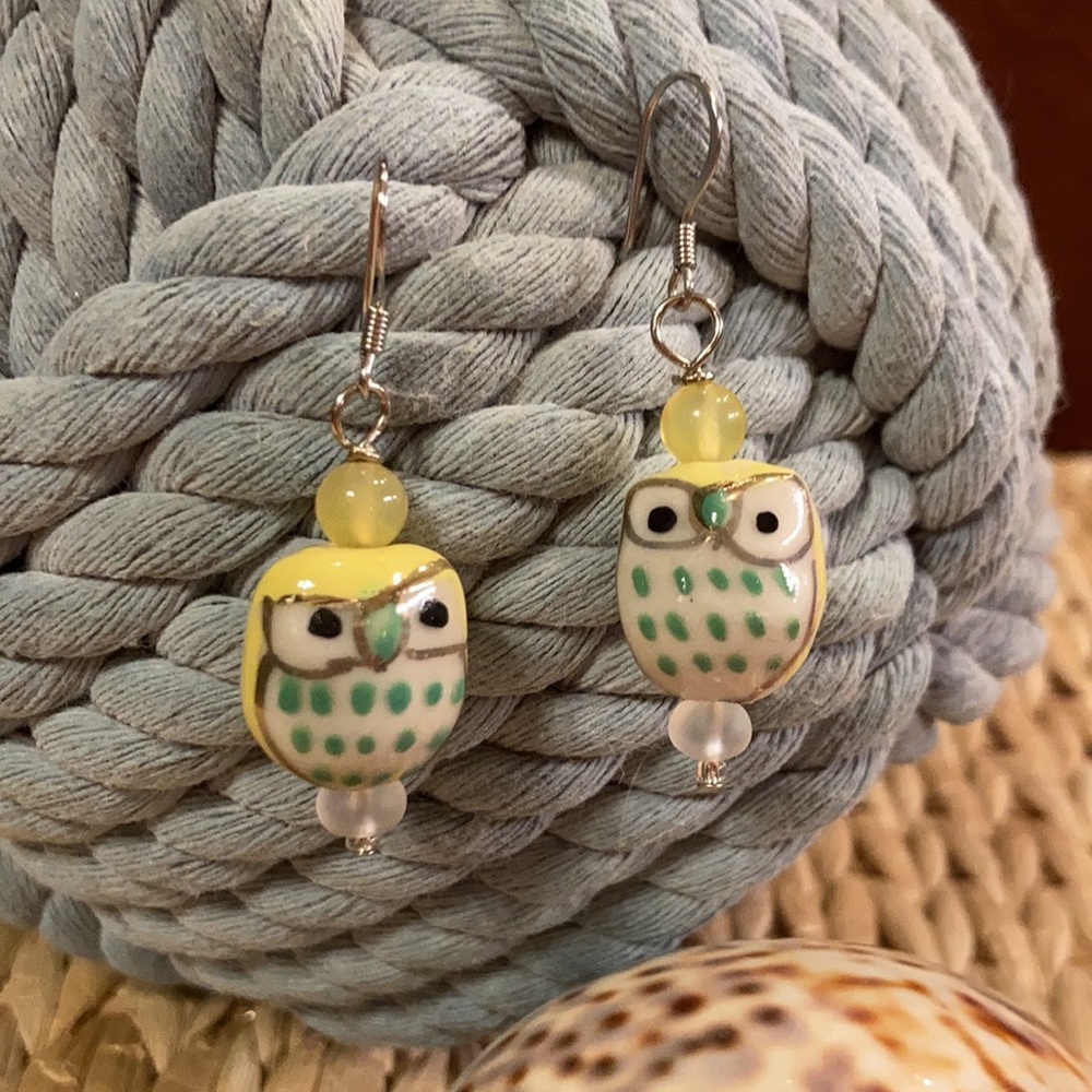 Ceramic Owl Earrings